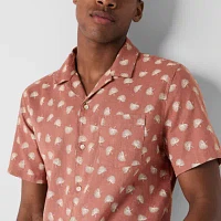 mutual weave Mens Short Sleeve Camp Shirt