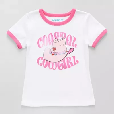 Thereabouts Little & Big Girls Rib Crew Neck Short Sleeve Graphic T-Shirt