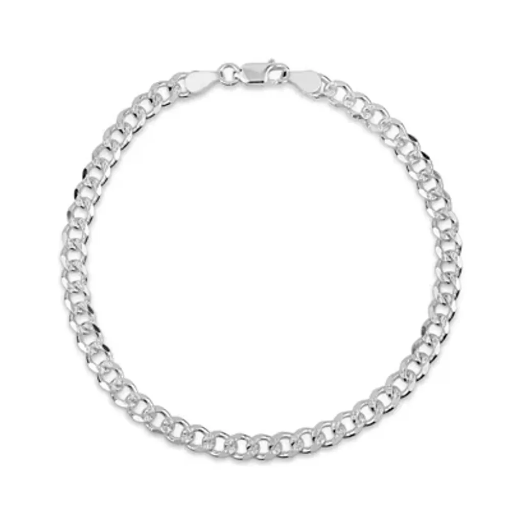 Made in Italy Sterling Silver 8 Inch Solid Curb Chain Bracelet