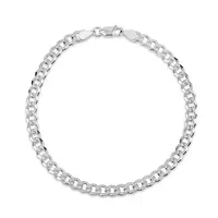 Made in Italy Sterling Silver 8 Inch Solid Curb Chain Bracelet