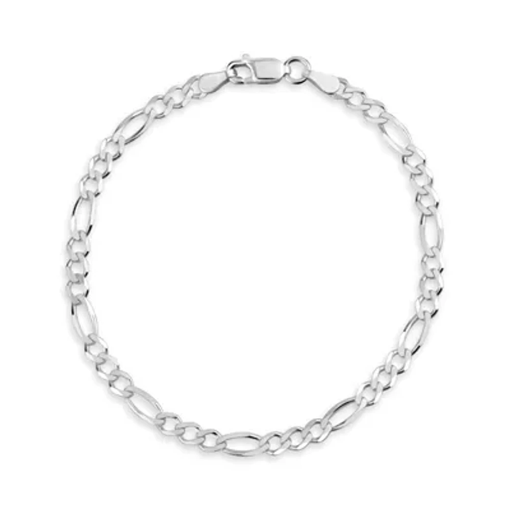 Made in Italy Sterling Silver Inch Solid Figaro Chain Bracelet