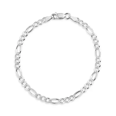 Made in Italy Sterling Silver Inch Solid Figaro Chain Bracelet