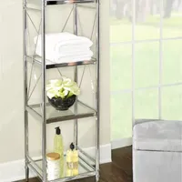 Pinnacle Chrome and Glass Four Tier Bathroom Shelf