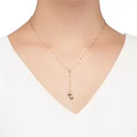 Lariat Style Womens 14K Gold Heart Y Necklace