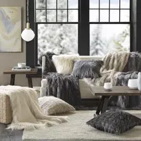 Madison Park Edina Luxury Faux Fur Square Throw Pillow