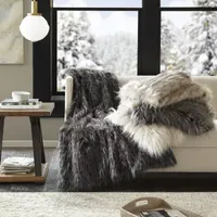 Madison Park Edina Luxury Faux Fur Square Throw Pillow