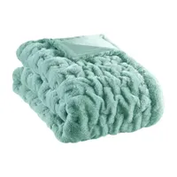 Madison Park Ruched Fur Throw