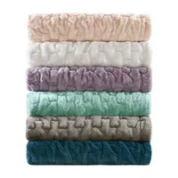 Madison Park Ruched Fur Throw