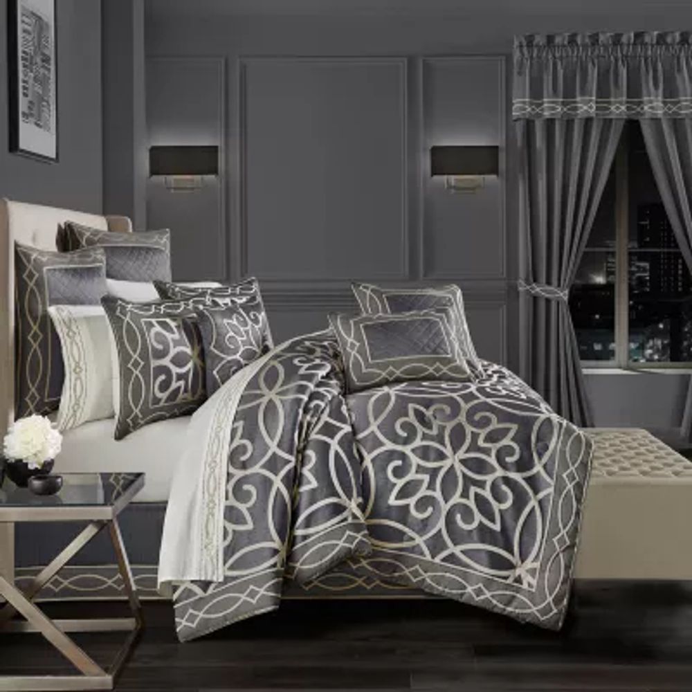 Queen Street Darwin Charcoal 4-pc. Jacquard Extra Weight Comforter Set