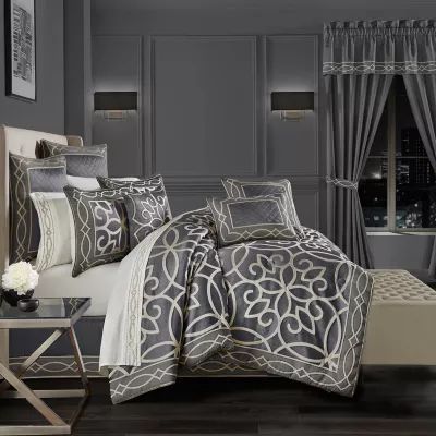 Queen Street Darwin Charcoal 4-pc. Jacquard Extra Weight Comforter Set