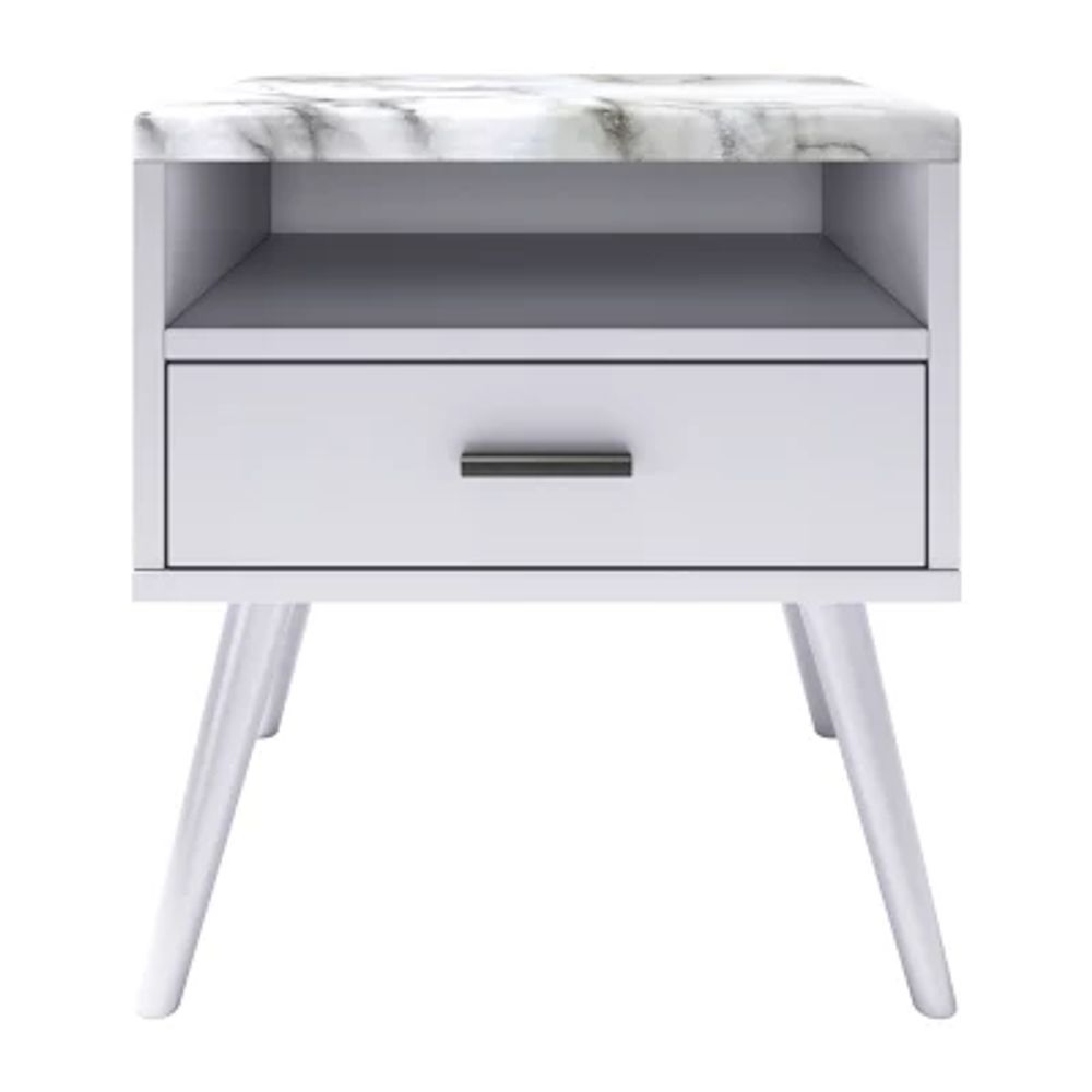 Marcello Faux Marble Top Low Profile Nightstand
