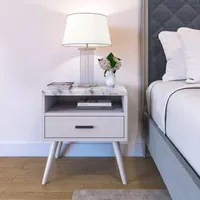 Marcello Faux Marble Top Low Profile Nightstand