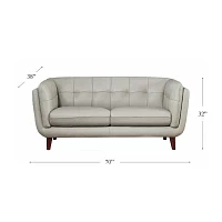 Solana Sharkfin-Arm Leather Loveseat