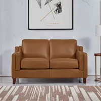 Bella Track-Arm Leather Loveseat