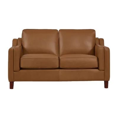 Bella Track-Arm Leather Loveseat