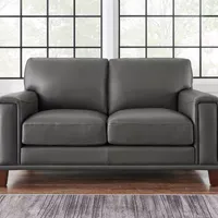 Hayward Track-Arm Leather Loveseat