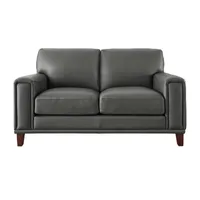 Hayward Track-Arm Leather Loveseat