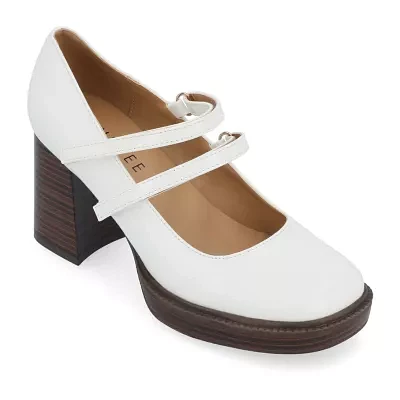 Journee Collection Womens Shasta Square Closed Toe Stacked Heel Pumps