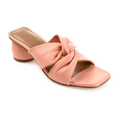 Journee Signature Womens Charlize Square Open Toe Block Heel Pumps