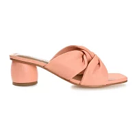 Journee Signature Womens Charlize Square Open Toe Block Heel Pumps