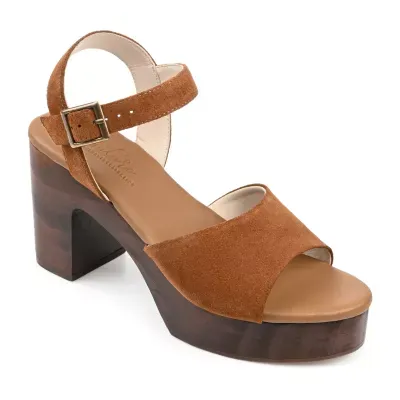 Journee Signature Womens Katana Open Toe Stacked Heel Pumps