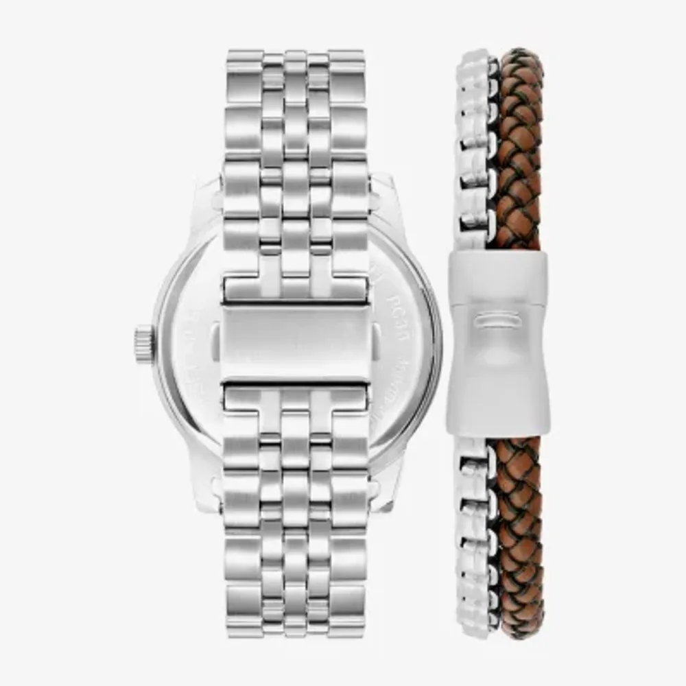 Armitron Mens Silver Tone Stainless Steel 3-pc. Watch Boxed Set 20 5539nvsvst