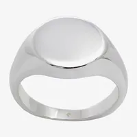 Sparkle Allure Womens Pure Silver Over Brass Round Signet Ring