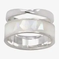 Sparkle Allure 2-pc. Mother Of Pearl Pure Silver Over Brass Ring Sets