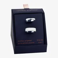 Sparkle Allure 2-pc. Mother Of Pearl Pure Silver Over Brass Ring Sets