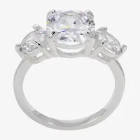 Sparkle Allure Cubic Zirconia Pure Silver Over Brass Oval 3-Stone Engagement Ring