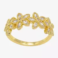 Sparkle Allure Cubic Zirconia 14K Gold Over Brass Flower Band