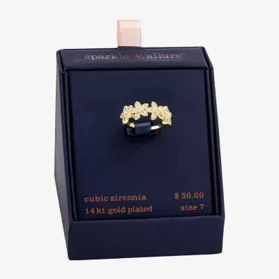 Sparkle Allure Cubic Zirconia 14K Gold Over Brass Flower Band