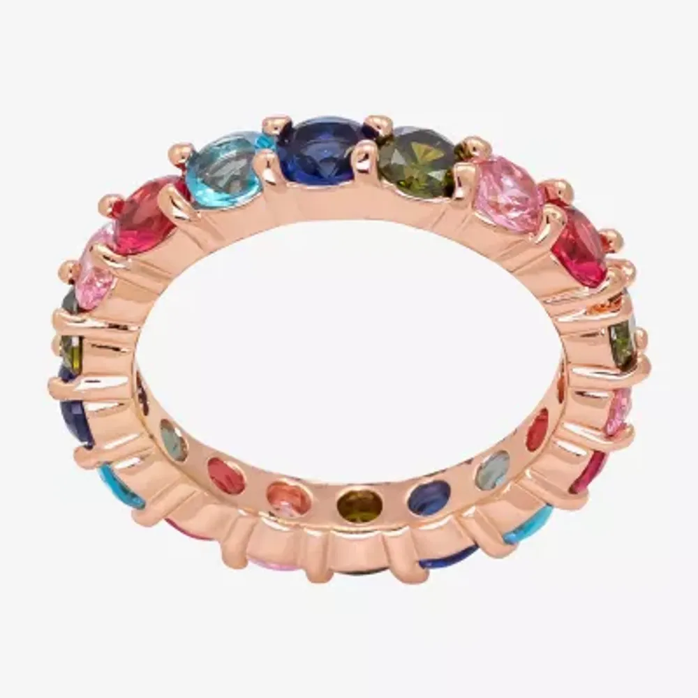 Sparkle Allure 4MM Multi Color Crystal 18K Rose Gold Over Brass Band
