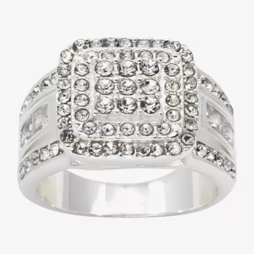 Sparkle Allure Cubic Zirconia Pure Silver Over Brass Cocktail Ring