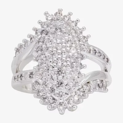 Sparkle Allure Womens Cubic Zirconia Pure Silver Over Brass Cocktail Ring