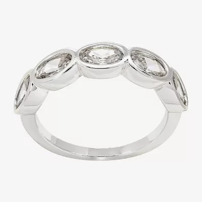 Sparkle Allure Womens 5MM Cubic Zirconia Pure Silver Over Brass Eternity Band