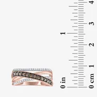 1/3 CT. T.W. Natural Champagne Diamond 10K Rose Gold Crossover Band