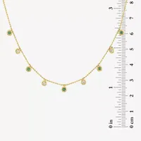 Diamond Addiction Womens Accent Lab Created Green Emerald or Blue Sapphire 10K Gold Pendant Necklace