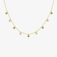 Diamond Addiction Womens Accent Lab Created Green Emerald or Blue Sapphire 10K Gold Pendant Necklace