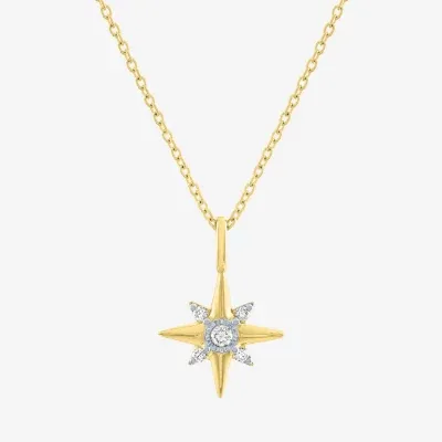 Diamond Addiction North Star (I-J / Si2-I1) Womens 1/10 CT. T.W. Lab Grown White Diamond 14K Gold Over Silver Star Pendant Necklaces