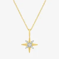 Diamond Addiction North Star (I-J / Si2-I1) Womens 1/10 CT. T.W. Lab Grown White Diamond 14K Gold Over Silver Star Pendant Necklace