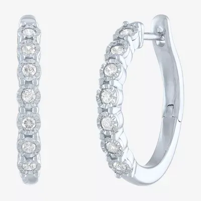 1/4 CT. T.W. Natural White Diamond Sterling Silver 20mm Hoop Earrings