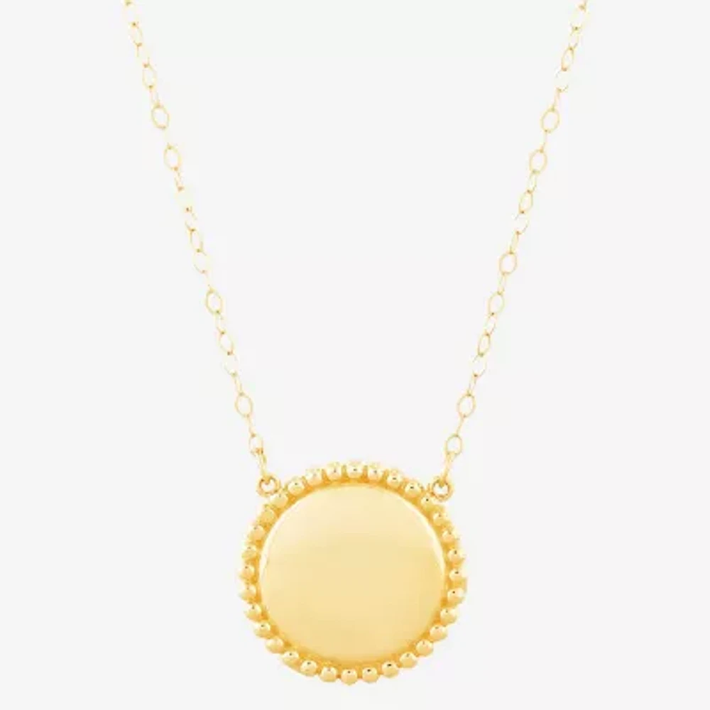 Womens 10K Gold Circle Pendant Necklace