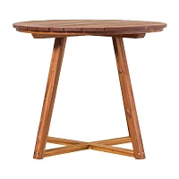 Round Wood-Top Dining Table