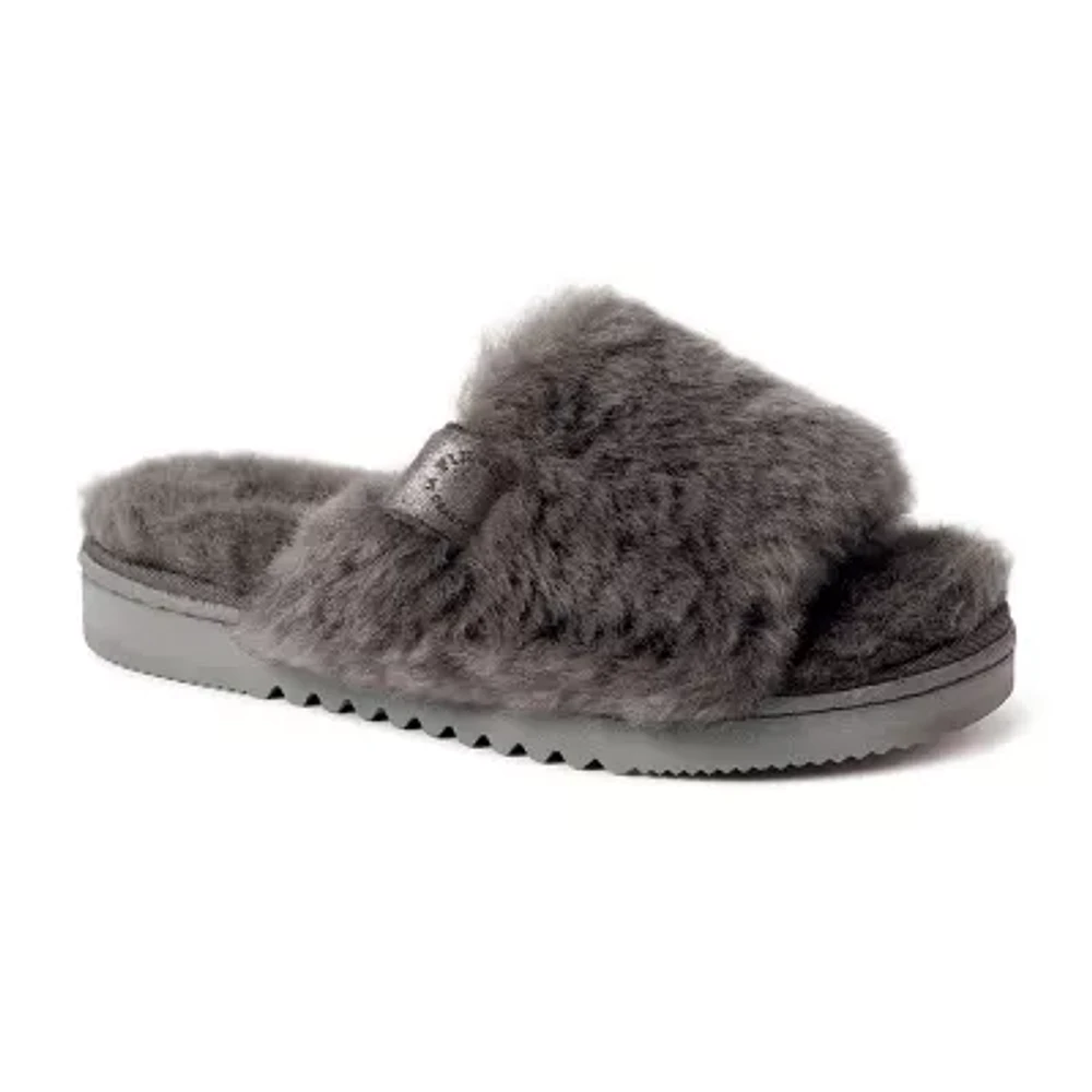 Dearfoams Fireside Cairns Genuine Shearling Womens Slip-On Slippers