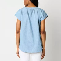 St. John's Bay Tall Womens Short Sleeve Blouse