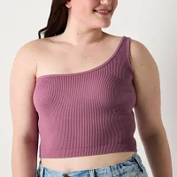 Arizona Womens Juniors Asymmetrical Neck Sleeveless Seamless Tank Top