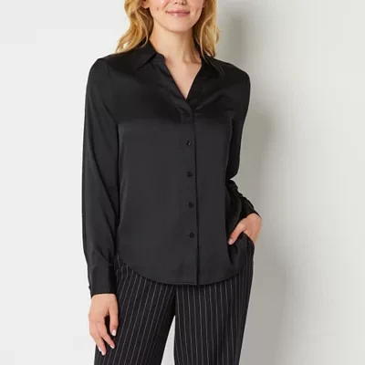 Worthington Womens Long Sleeve Adaptive Regular Fit Easy-on + Easy-off Button-Down Shirt