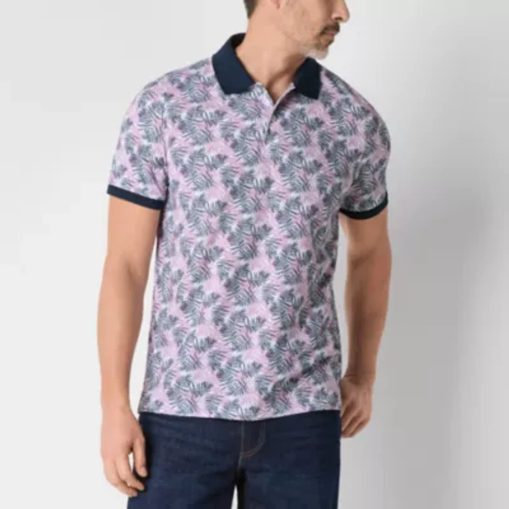 St. John's Bay Premium Print Mens Slim Fit Short Sleeve Polo Shirt