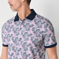 St. John's Bay Premium Print Mens Slim Fit Short Sleeve Polo Shirt